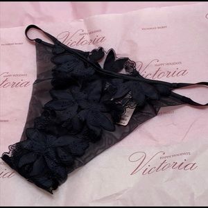 New with Tags Victoria Secret VS LUXE Mesh &  Embroidery Brazilian Panty Small